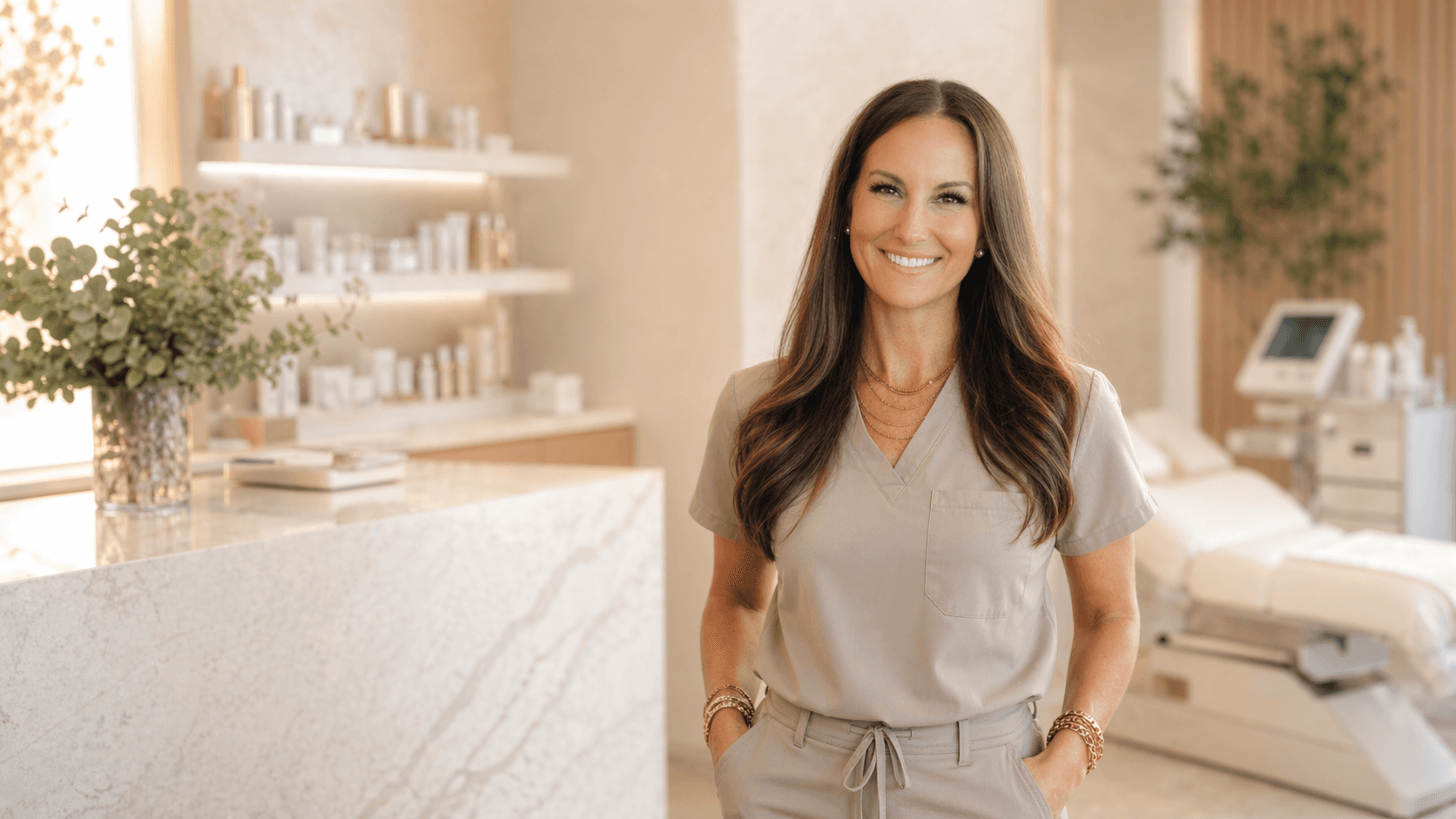 Michelle Hoffman, licensed esthetician, in her Hayden skincare studio